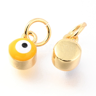 Brass Enamel Pendants KK-Y001-02B-G-1