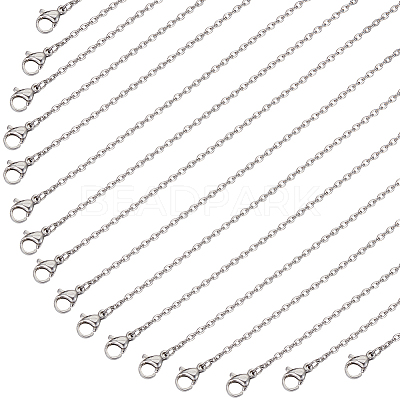 20Pcs 304 Stainless Steel Cable Chain Necklaces Set STAS-SC0006-22P-1