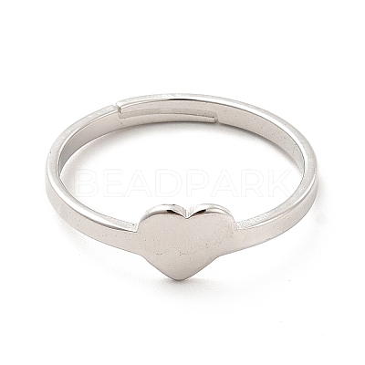 Non-Tarnish 201 Stainless Steel Heart Adjustable Ring for Women RJEW-F131-06P-1
