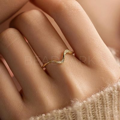 Wave Shaped 925 Sterling Silver Micro Pave Clear Cubic Zirconia Finger Rings FS-WG6021D-09-1
