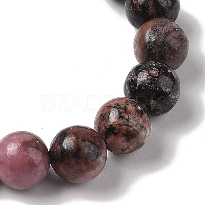 10mm Round Natural Rhodonite Braided Bead Bracelets BJEW-C067-01C-13-1
