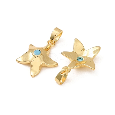 Brass Micro Pave Light Sky Blue Cubic Zirconia Pendants CU-CBADD64-06G-1