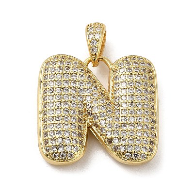 Brass Micro Pave Cubic Zirconia Pendants KK-E061-03G-14-1