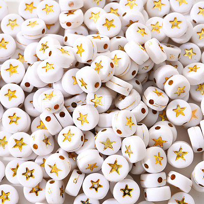 White Opaque Acrylic Beads PACR-YW0001-04A-1