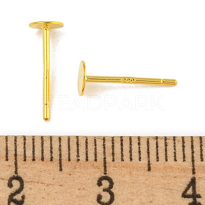 925 Sterling Silver Flat Pad  Stud Earring Findings STER-K167-045C-G-1