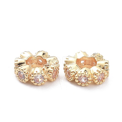 Brass Micro Pave Clear Cubic Zirconia Spacer Beads ZIRC-K086-32A-LG-1