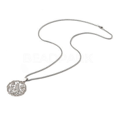 201 Stainless Steel Hollow Hummingbird Pendant Box Chain Necklaces for Women Men NJEW-M086-05P-1