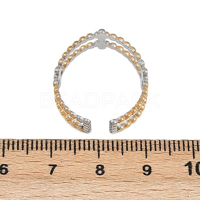 304 Stainless Steel Double Color Cuff Rings RJEW-S635-01GP-03-1