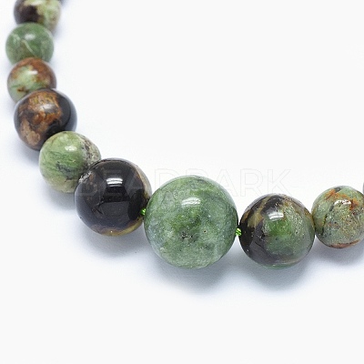 Natural Green Opal Graduated Beads Necklaces and Bracelets Jewelry Sets SJEW-L132-04-1