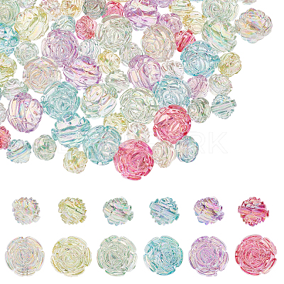 96Pcs 2 Style Transparent Acrylic Beads TACR-AR0001-06-1