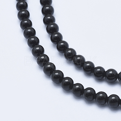 Natural Black Tourmaline Beads Strands G-E444-27-4mm-1