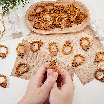 30Pcs Wooden Stretch Finger Rings RJEW-DC0001-22-1