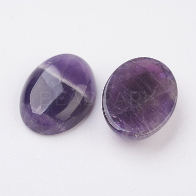 Natural Amethyst Flat Back Cabochons G-G741-18x25mm-17-1