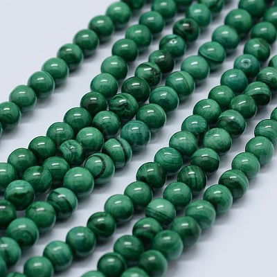 Natural Malachite Beads Strands G-F571-27AB1-10mm-01-1