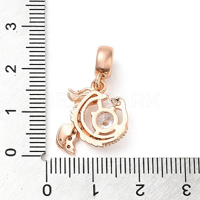 Rack Plating Brass Pave Clear Cubic Zirconia European Dangle Charms KK-K349-18-1