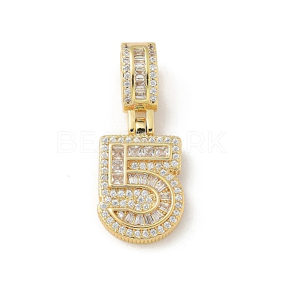 Brass Clear Cubic Zirconia European Dangle Charms LS-KK-R003-01G-05-1
