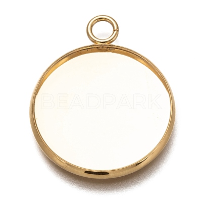 304 Stainless Steel Pendant Cabochon Settings STAS-Z030-01C-G-1