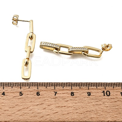 Brass Micro Pave Cubic Zirconia Stud Earrings KK-CBA5B62-02G-1