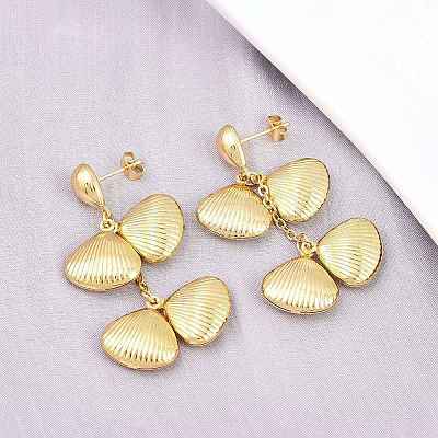 304 Stainless Steel Dangle Stud Earrings EJEW-P325-05B-G-1