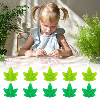 24Pcs 2 Colors Maple Leaf Silicone Focal Beads SIL-GO0001-06-1