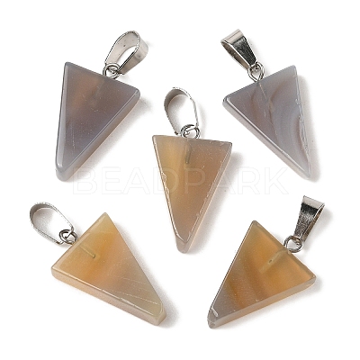 Natural Grey Agate Pendants G-B127-04P-08-1