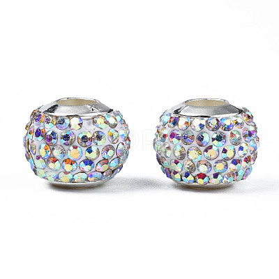 Handmade Polymer Clay Rhinestone European Beads RB-N053-001-11-1