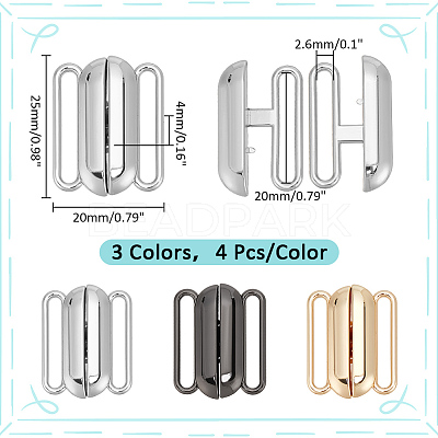 12Pcs 3 Colors Alloy Bikini Clips FIND-PH0018-50-1