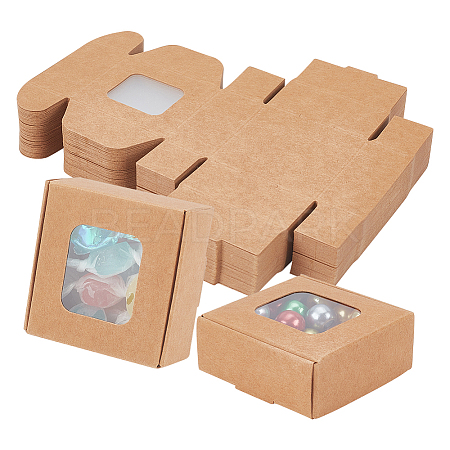 Square Foldable Creative Kraft Paper Box LS-CON-WH0089-20A-1