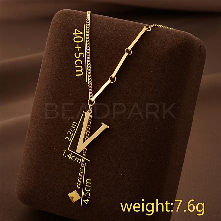 304 Stainless Steel Initial Pendant with Dice Tassel Necklaces FS-WGD823D-22-1