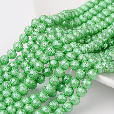 Eco-Friendly Dyed Textured Glass Pearl Round Bead Strands HY-L002-8mm-RB008-1
