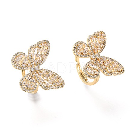 Adjustable Brass Micro Pave Clear Cubic Zirconia Finger Rings RJEW-F108-04G-1
