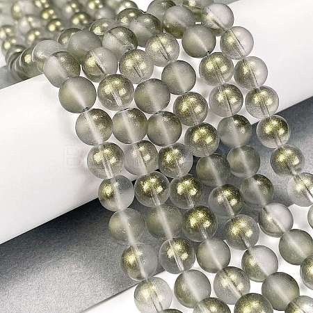 Frosted Transparent Glass Bead Strands GLAA-P065-10mm-12-1