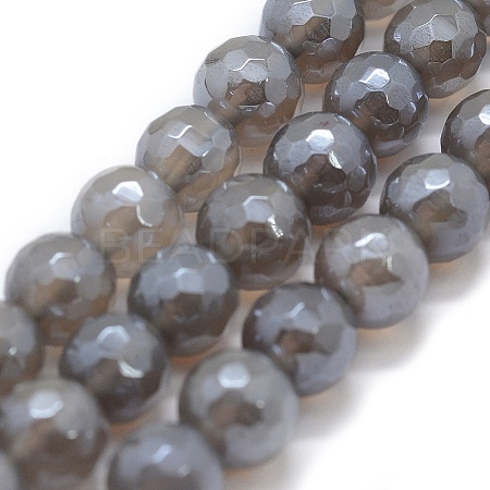 Natural Grey Agate Beads Strands G-P385-02-8mm-1