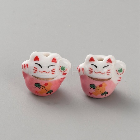 Handmade Printed Porcelain Beads PORC-WH0018-03D-1