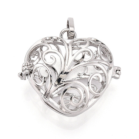 Rack Plating Brass Cage Pendants KK-Q402-08P-1