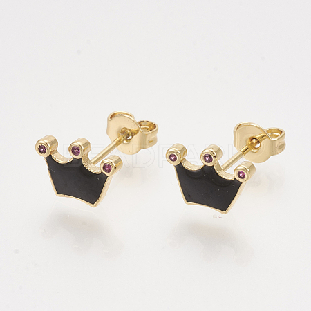 Brass Cubic Zirconia Stud Earrings EJEW-S201-171A-1