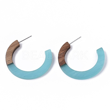 Resin & Walnut Wood Stud Earring Findings RESI-R425-01-A01-1