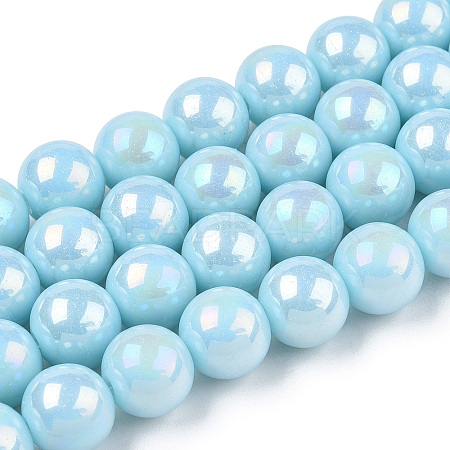 Electroplate Opaque Glass Beads Strands GLAA-T032-P8mm-AB10-1