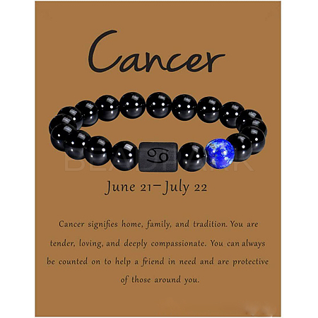 12 Constellation Natural Round Lapis Lazuli Beads Stretch Bracelets WGD22B0-13-1