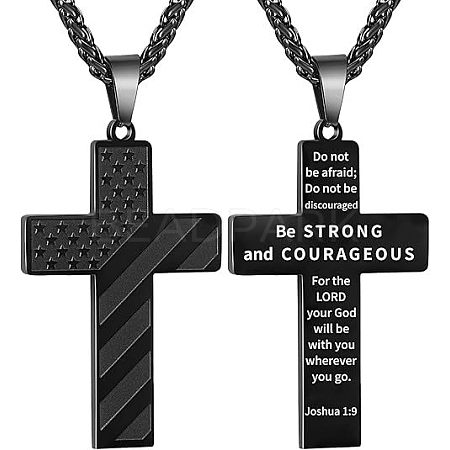 American Flag Bible Cross 304 Stainless Steel Pendant Necklaces for Men FS-WGFCD71-15-1
