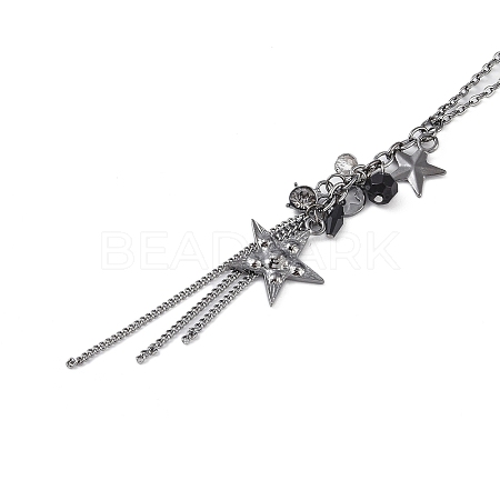 Alloy Star Tassels Pendant Necklace NJEW-M221-02B-1