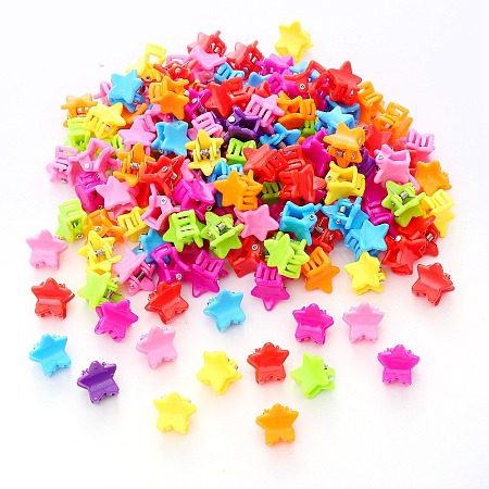 Cute Candy Colors Mini Plastic Claw Hair Clips OHAR-P021-09B-01-1