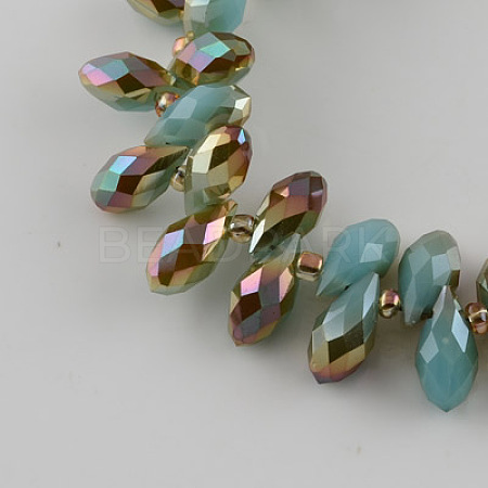 Electroplate Glass Beads Strands X-EGLA-R066-12x6mm-04-1