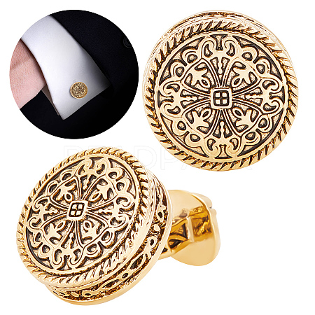 WADORN 1 Pair Brass Cufflinks for Men FIND-WR0010-99AG-1