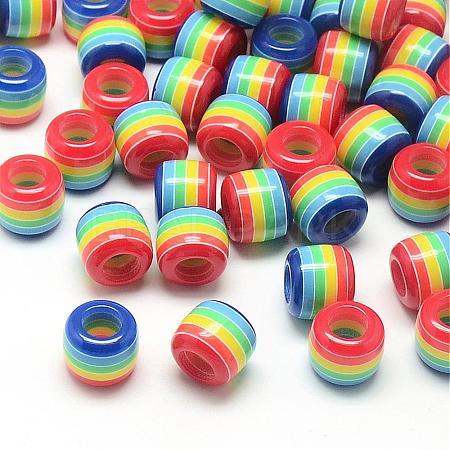 Opaque Stripe Resin European Beads RESI-S344-07-1