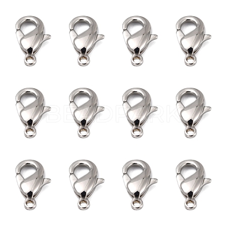 Polished 316 Stainless Steel Lobster Claw Clasps X-STAS-R072-23-1