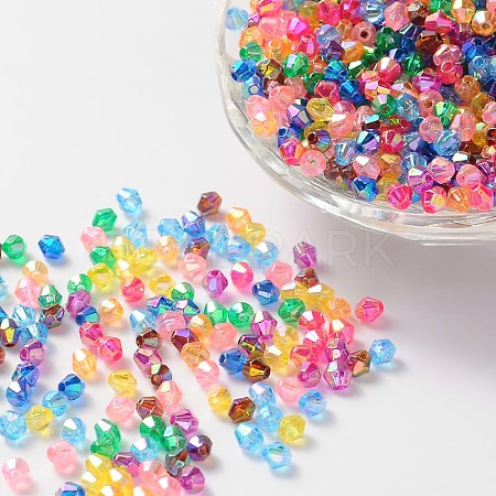 Eco-Friendly Bicone AB Color Plated Transparent Acrylic Beads TACR-A003-4mm-M-1