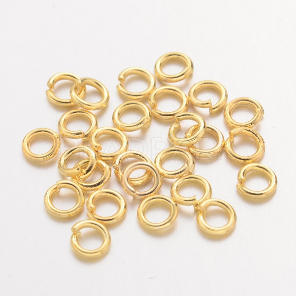 Brass Jump Rings, Close but Unsoldered, Golden, 4x0.8mm; about 2.4mm